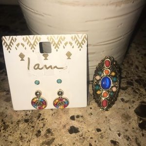 I Am 3pc Earring set with matching ring